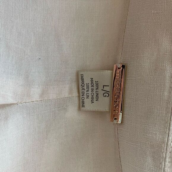 Magaschoni Linen Blend Double Breasted Blazer Jacket Cream Ivory Women L Career - Picture 5 of 13